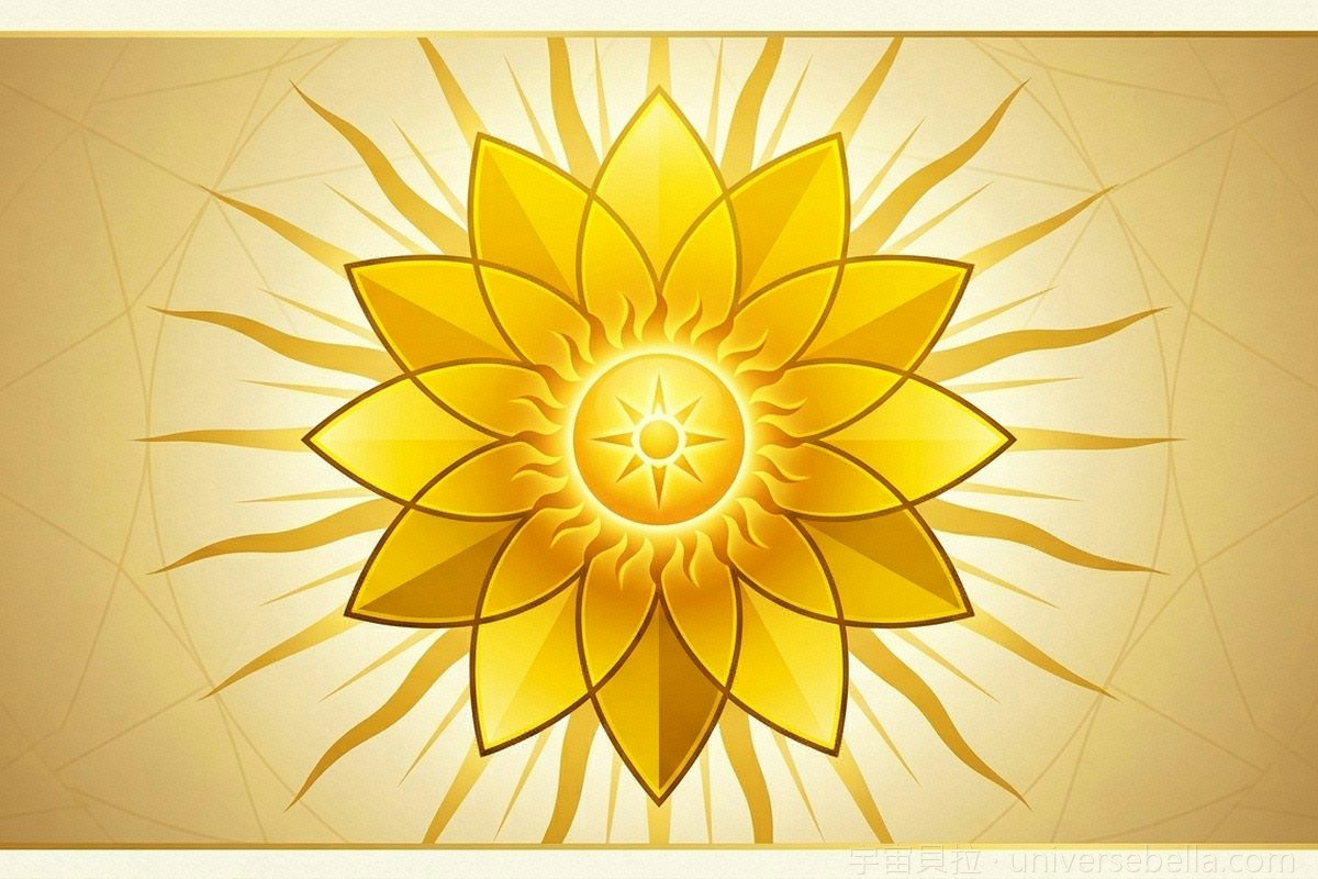 金色蓮花與光芒，象徵墨菲金錢禱文喚醒潛意識的豐盛｜宇宙貝拉 Universe Bella